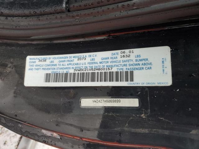 3VWDC21V52M800157 - 2002 VOLKSWAGEN CABRIO GLX 黑色 照片 12