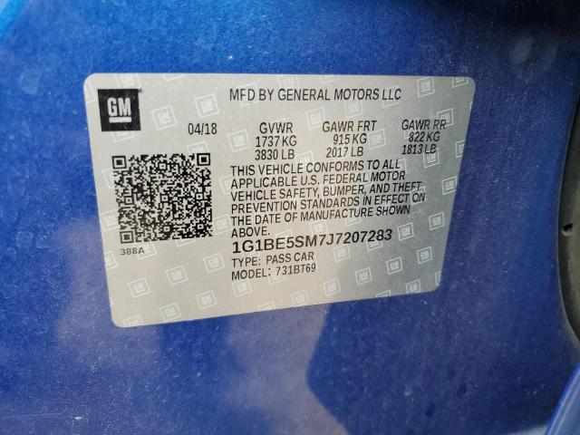 1G1BE5SM7J7207283 - 2018 CHEVROLET CRUZE LT BLUE photo 12