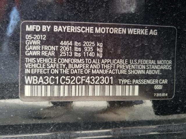 WBA3C1C52CF432301 - 2012 BMW 328 I SULEV BLACK photo 12