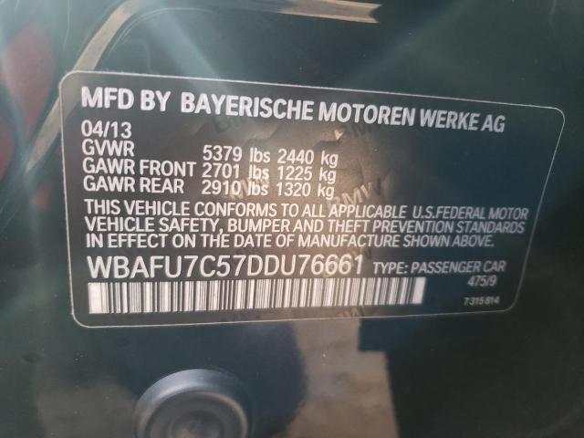 WBAFU7C57DDU76661 - 2013 BMW 535 XI BLACK photo 12