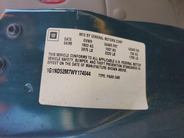 1G1ND52M7WY174044 - 1998 CHEVROLET MALIBU GREEN photo 12