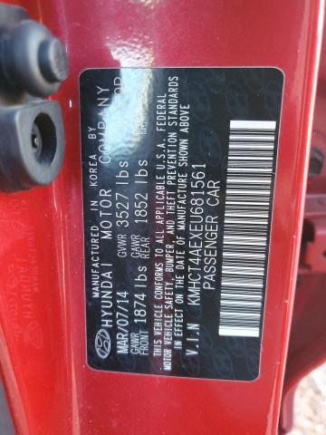 KMHCT4AEXEU681561 - 2014 HYUNDAI ACCENT GLS RED photo 12