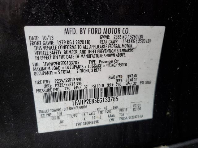 1FAHP2E85EG133785 - 2014 FORD TAURUS SEL BLACK photo 12