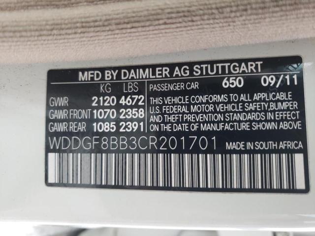 WDDGF8BB3CR201701 - 2012 MERCEDES-BENZ C 300 4MAT WHITE photo 12