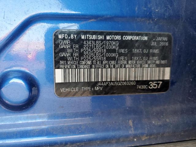 JA4AP3AU5GZ063260 - 2016 MITSUBISHI OUTLANDER ES ლურჯი ფოტო 13