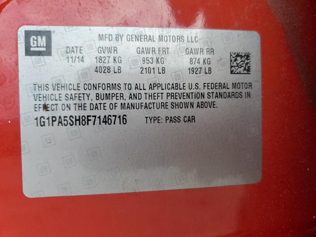 1G1PA5SH8F7146716 - 2015 CHEVROLET CRUZE LS RED photo 12