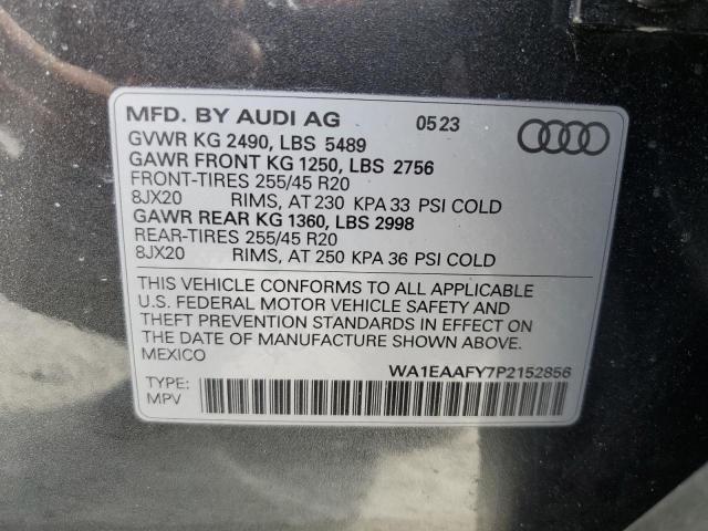 WA1EAAFY7P2152856 - 2023 AUDI Q5 PREMIUM PLUS 45 GRAY photo 14