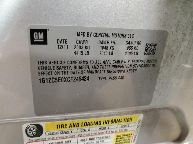 1G1ZC5E0XCF246424 - 2012 CHEVROLET MALIBU 1LT 银色 照片 12