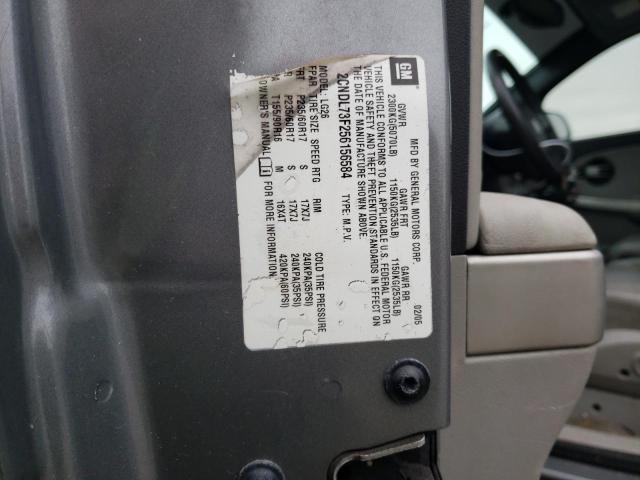 2CNDL73F256156584 - 2005 CHEVROLET EQUINOX LT GRAY photo 12