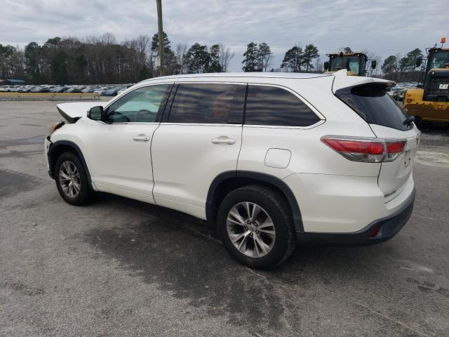 5TDKKRFHXES005649 - 2014 TOYOTA HIGHLANDER XLE WHITE photo 2