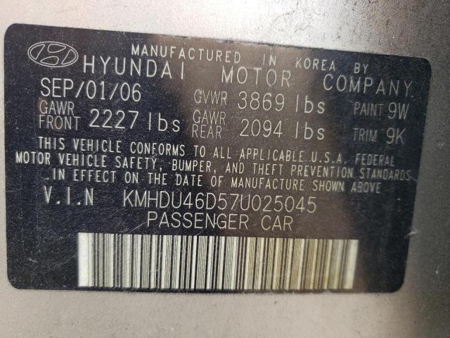 KMHDU46D57U025045 - 2007 HYUNDAI ELANTRA GLS TAN photo 10