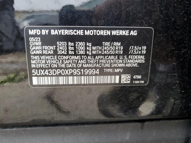 5UX43DP0XP9S19994 - 2023 BMW X3 SDRIVE30I BLACK photo 13