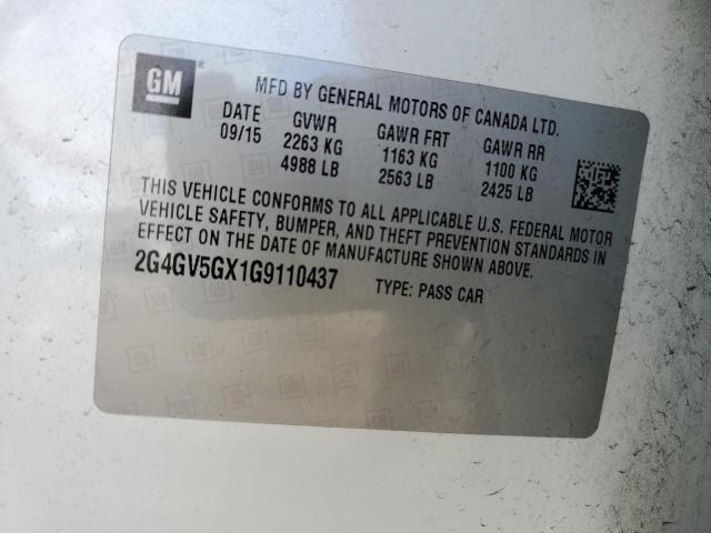 2G4GV5GX1G9110437 - 2016 BUICK REGAL GS 白色 照片 12