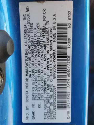 5TEJU62NX5Z100084 - 2005 TOYOTA TACOMA DOUBLE CAB PRERUNNER BLUE photo 12