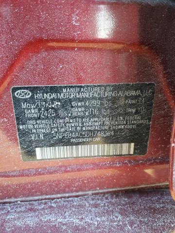 5NPEB4AC5DH748364 - 2013 HYUNDAI SONATA GLS RED photo 12