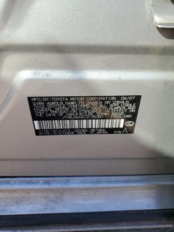 JTHBJ46G672145381 - 2007 LEXUS ES 350 GRAY photo 12