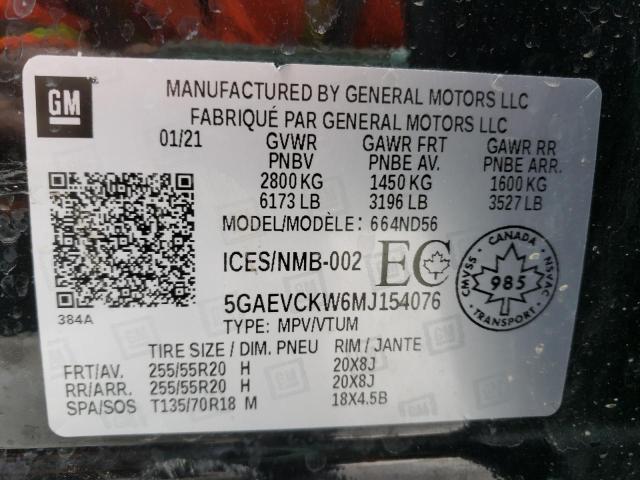 5GAEVCKW6MJ154076 - 2021 BUICK ENCLAVE AVENIR BLACK photo 14