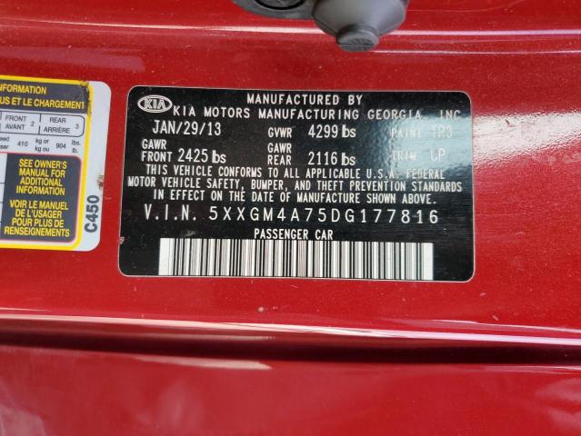 5XXGM4A75DG177816 - 2013 KIA OPTIMA LX RED photo 12