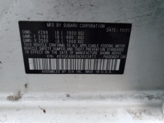 4S3GKAB65N3603872 - 2022 SUBARU IMPREZA WHITE photo 13