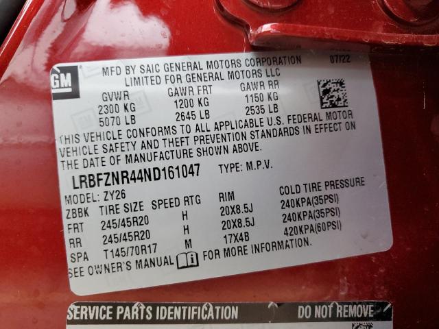 LRBFZNR44ND161047 - 2022 BUICK ENVISION ESSENCE Բորդո լուսանկար 12