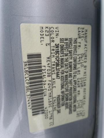 3N1BC1CP3BL374447 - 2011 NISSAN VERSA S SILVER photo 12