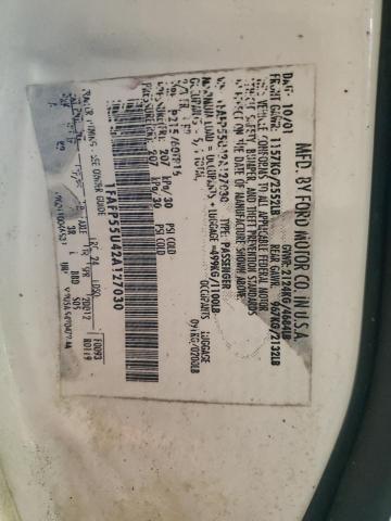 1FAFP55U42A127030 - 2002 FORD TAURUS SES WHITE photo 12