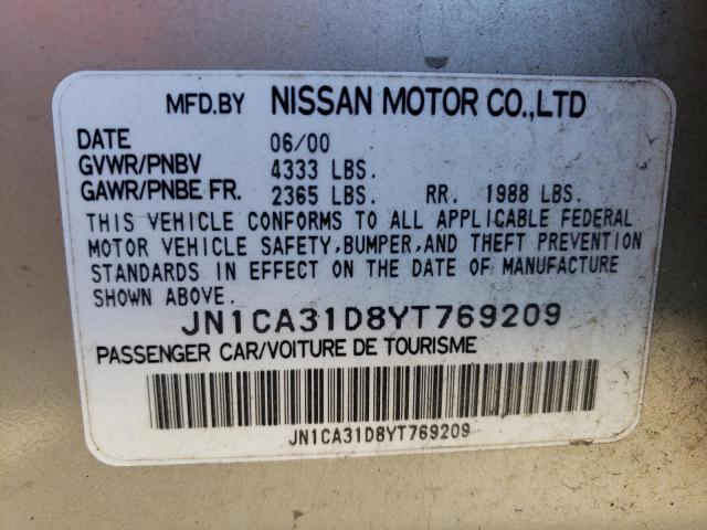 JN1CA31D8YT769209 - 2000 NISSAN MAXIMA GLE SILVER photo 12