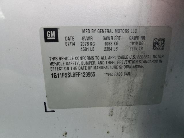 1G11F5SL8FF129965 - 2015 CHEVROLET MALIBU LTZ ვერცხლისფერი ფოტო 13