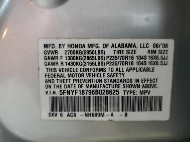 5FNYF18796B028625 - 2006 HONDA PILOT EX SILVER photo 13