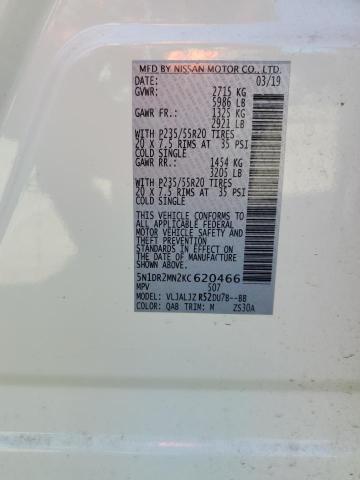 5N1DR2MN2KC620466 - 2019 NISSAN PATHFINDER S WHITE photo 13