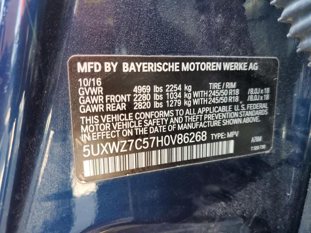 5UXWZ7C57H0V86268 - 2017 BMW X3 SDRIVE28I BLUE photo 13