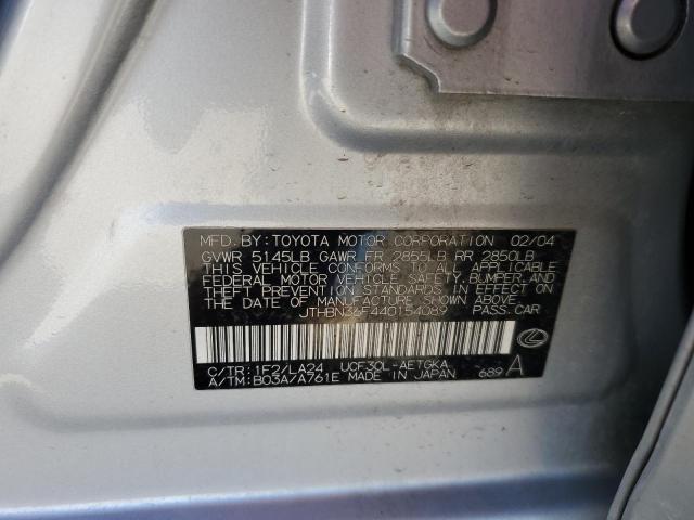 JTHBN36F440154089 - 2004 LEXUS LS 430 SILVER photo 12