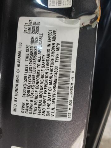 5FNYF7H54MB004800 - 2021 HONDA PASSPORT EXL GRAY photo 13