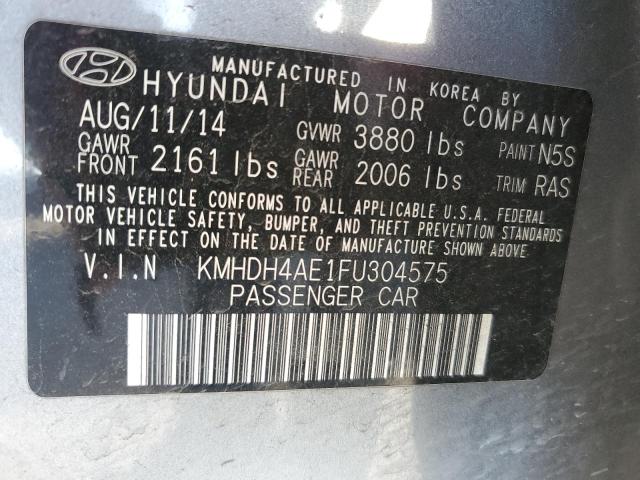 KMHDH4AE1FU304575 - 2015 HYUNDAI ELANTRA SE GRAY photo 12