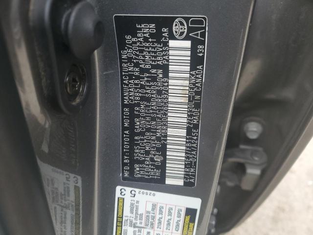 2T1BR30E26C697049 - 2006 TOYOTA COROLLA CE GRAY photo 12