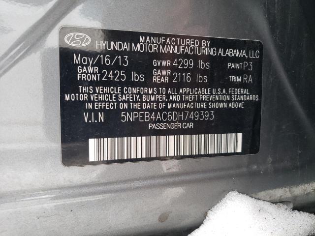 5NPEB4AC6DH749393 - 2013 HYUNDAI SONATA GLS GRAY photo 12