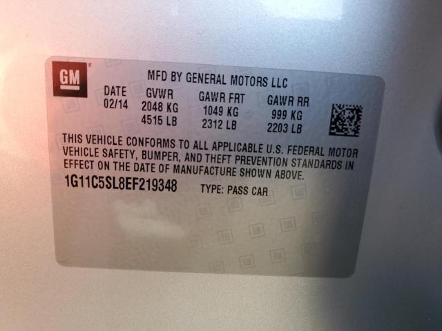 1G11C5SL8EF219348 - 2014 CHEVROLET MALIBU 1LT 银色 照片 12