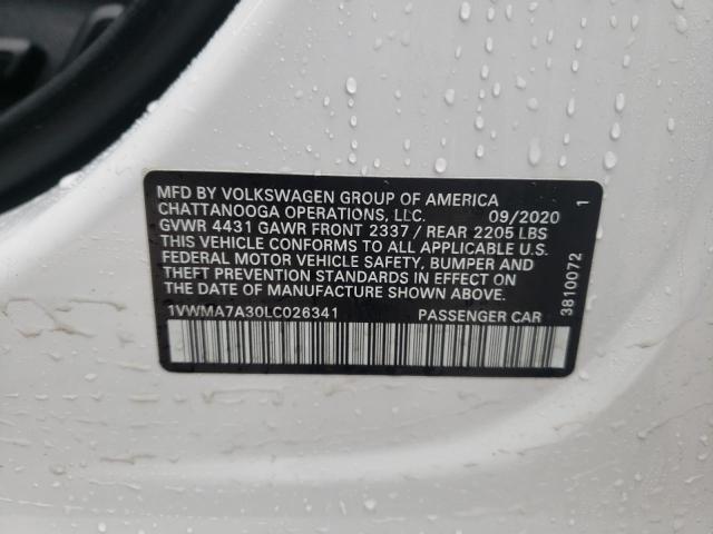 1VWMA7A30LC026341 - 2020 VOLKSWAGEN PASSAT R-LINE أبيض صورة 12