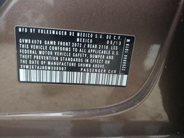 3VW2K7AJ8DM308987 - 2013 VOLKSWAGEN JETTA BASE بني صورة 12