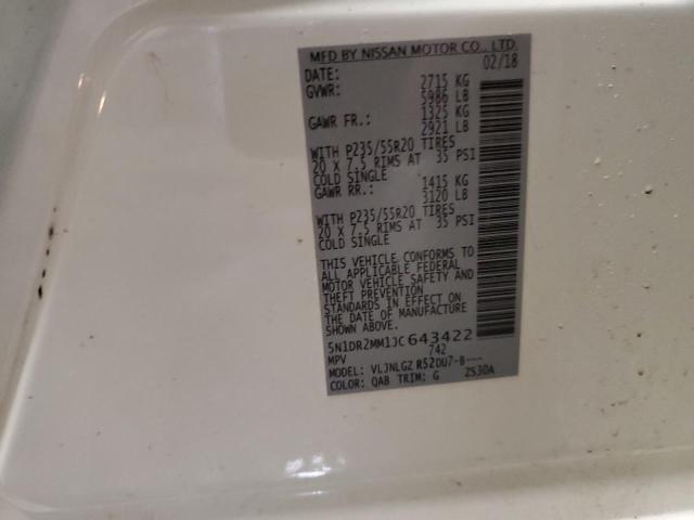 5N1DR2MM1JC643422 - 2018 NISSAN PATHFINDER S 白色 照片 13