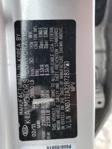 KNDJT2A22B7283793 - 2011 KIA SOUL + SILVER photo 12