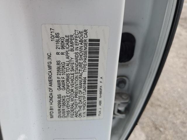 1HGCV1F17JA018464 - 2018 HONDA ACCORD LX WHITE photo 12