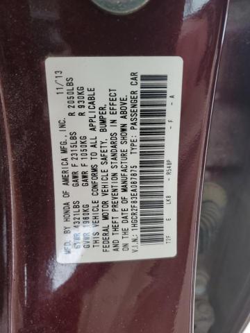 1HGCR2F83EA087875 - 2014 HONDA ACCORD EXL BURGUNDY photo 12