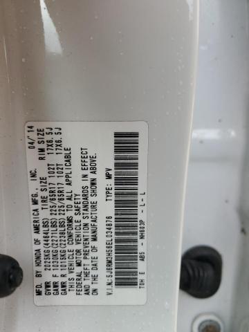 5J6RM3H56EL034876 - 2014 HONDA CR-V EX WHITE photo 13