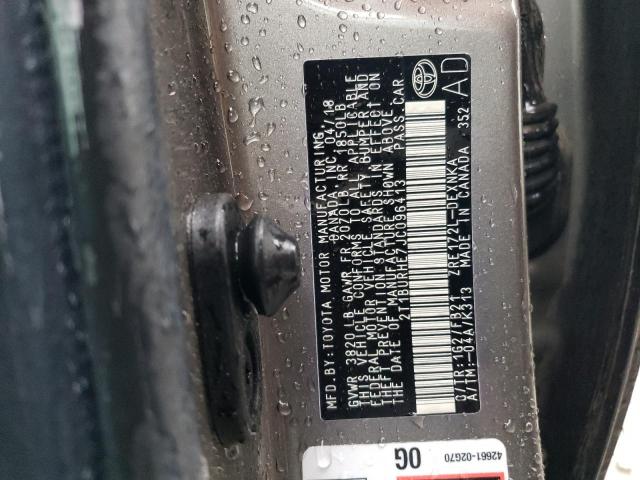 2T1BURHE7JC096413 - 2018 TOYOTA COROLLA L GRAY photo 12