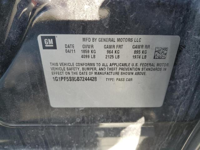 1G1PF5S95B7244428 - 2011 CHEVROLET CRUZE LT CHARCOAL photo 12