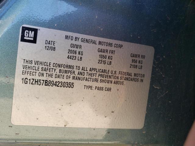 1G1ZH57B894230355 - 2009 CHEVROLET MALIBU 1LT 绿色 照片 12