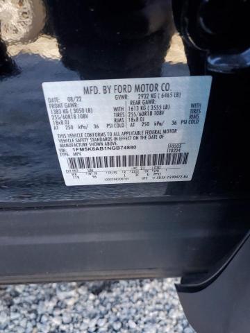 1FM5K8AB1NGB74880 - 2022 FORD EXPLORER POLICE INTERCEPTOR შავი ფოტო 13