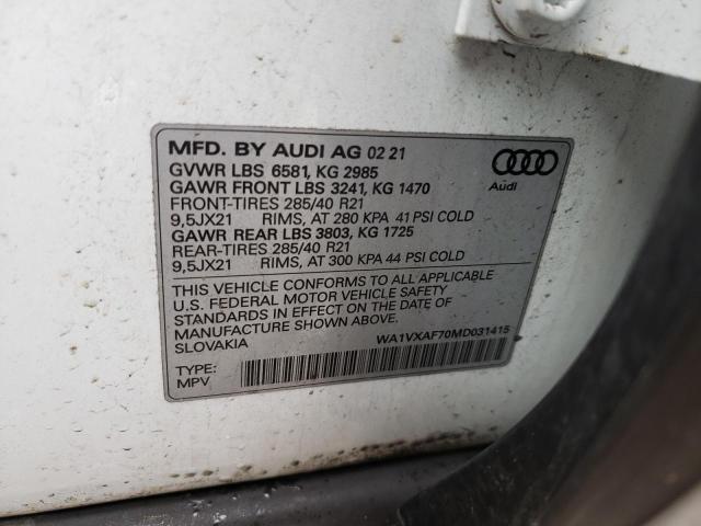 WA1VXAF70MD031415 - 2021 AUDI Q7 PRESTIGE WHITE photo 13