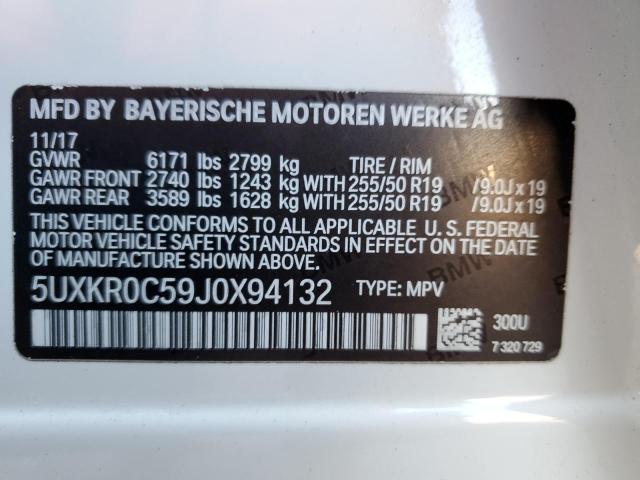 5UXKR0C59J0X94132 - 2018 BMW X5 XDRIVE35I WHITE photo 12